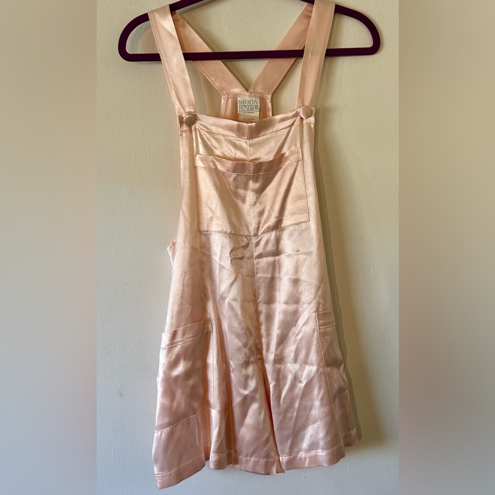 Rare Vintage Moda International Pink Satin Overalls